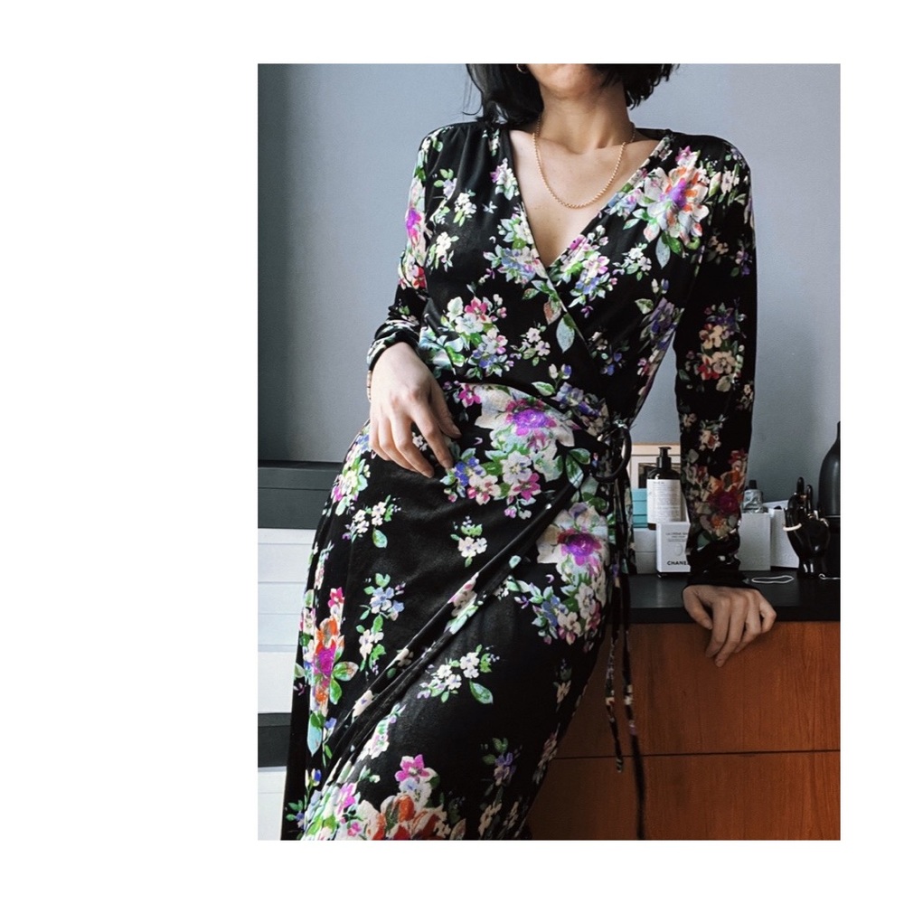 Zara Velour Wrap Dress